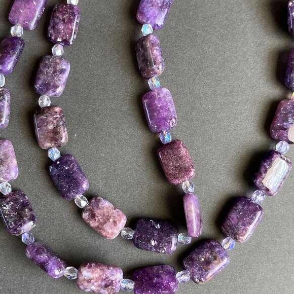 Amethyst and Crystal Handmade Necklace OOAK 20" - Picture 4 of 4